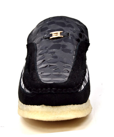 British Walkers Stone Men's Black Pattern Leather and Suede Shoes with Crepe Sole view 9