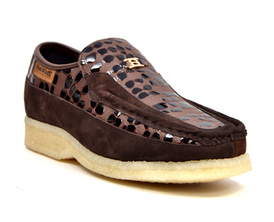 British Walkers Stone Men's Black Pattern Leather and Suede Shoes with Crepe Sole view 11