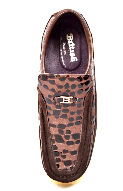 British Walkers Stone Men's Black Pattern Leather and Suede Shoes with Crepe Sole view 13