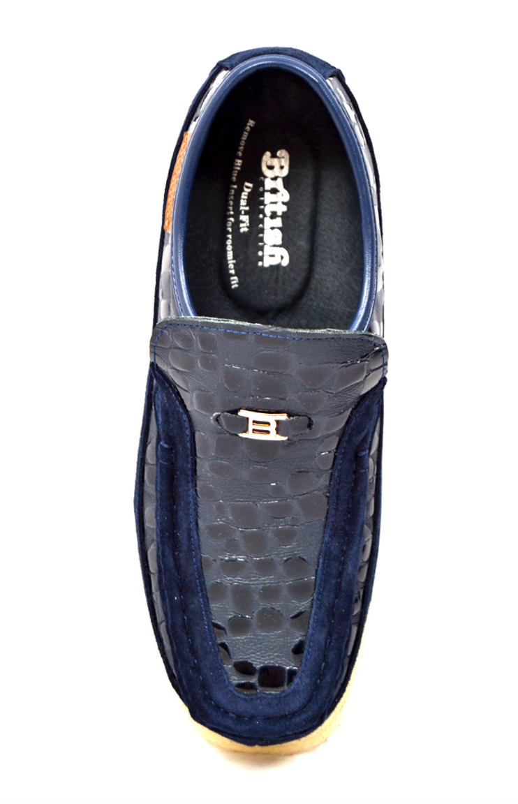 British Walkers Stone Men's Black Pattern Leather and Suede Shoes with Crepe Sole view 30