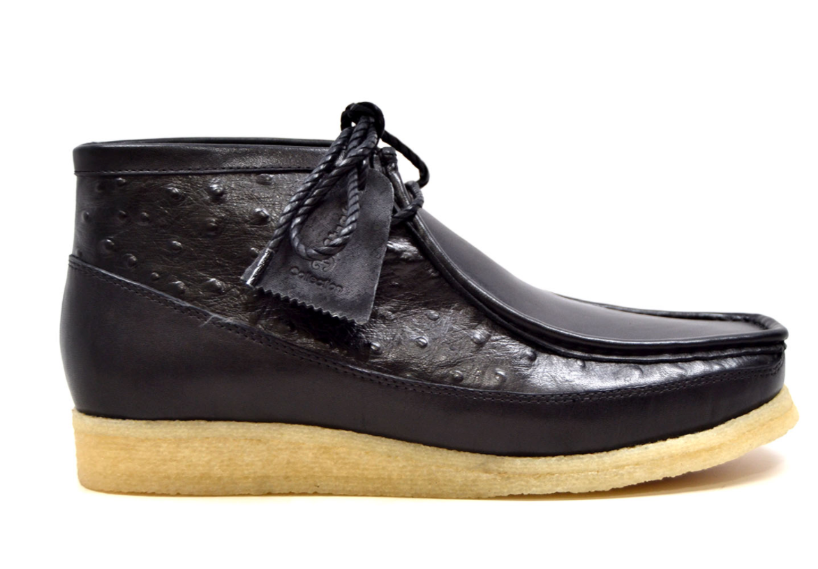 British Walkers Walker Men's Black Ostrich Leather Casual Shoes view 3