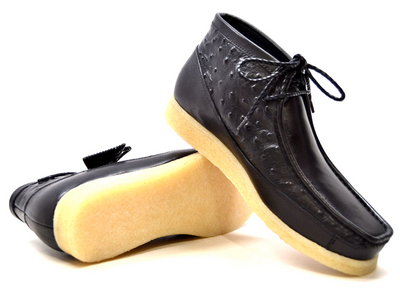 British Walkers Walker Men's Black Ostrich Leather Casual Shoes view 7