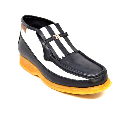 British Walkers Apollo 2 Men's Black Leather and White Suede Slip On Shoes view 6