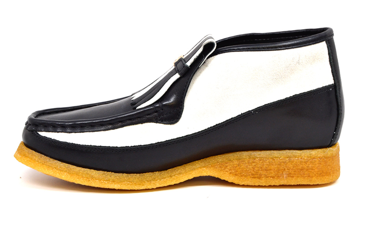 British Walkers Apollo 2 Men's Black Leather and White Suede Slip On Shoes view 4