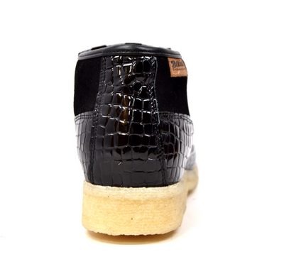 British Walkers Apollo Men's Black Suede and Croc Leather Slip On Shoes view 8