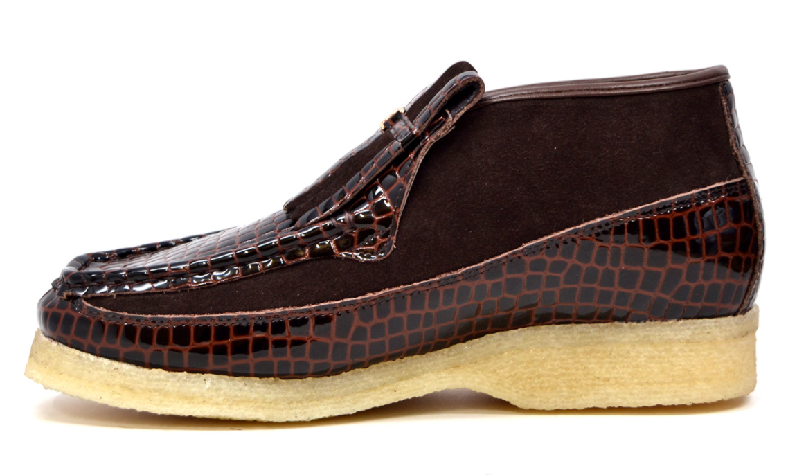 British Walkers Apollo Men's Black Suede and Croc Leather Slip On Shoes view 13