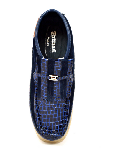 British Walkers Apollo Men's Black Suede and Croc Leather Slip On Shoes view 18
