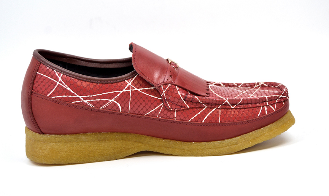 British Walkers Apollo Men's Red Snake Skin and Leather Slip On Shoes view 4