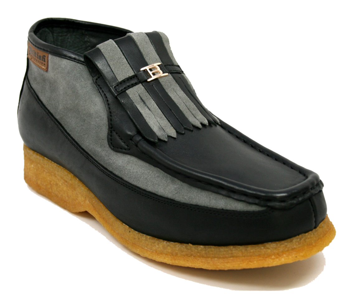British Walkers Apollo Men's Black and Grey Leather and Suede Slip On Shoes view 2