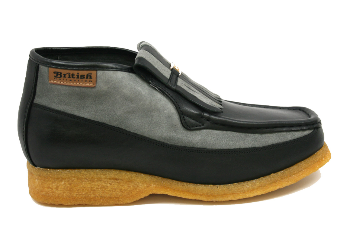 British Walkers Apollo Men's Black and Grey Leather and Suede Slip On Shoes view 3