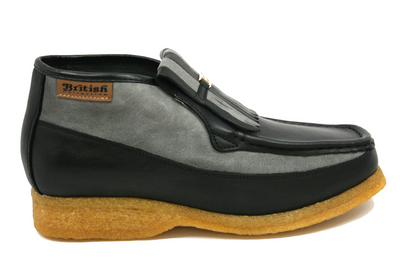 British Walkers Apollo Men's Black and Grey Leather and Suede Slip On Shoes view 3