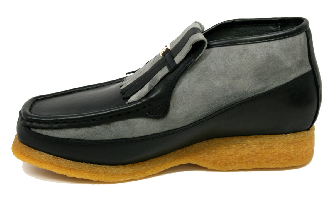 British Walkers Apollo Men's Black and Grey Leather and Suede Slip On Shoes view 4