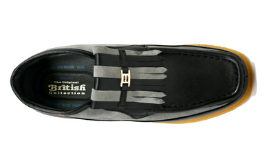 British Walkers Apollo Men's Black and Grey Leather and Suede Slip On Shoes view 5