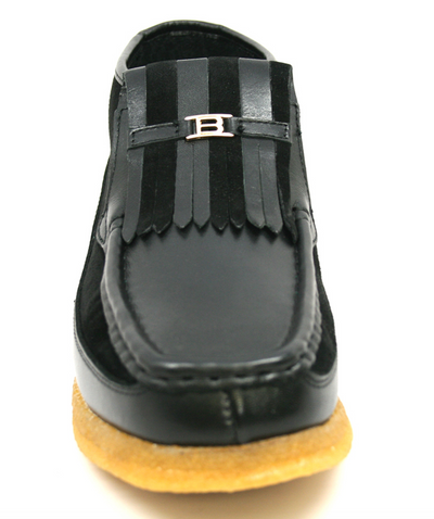 British Walkers Apollo Men's Black and Grey Leather and Suede Slip On Shoes view 8