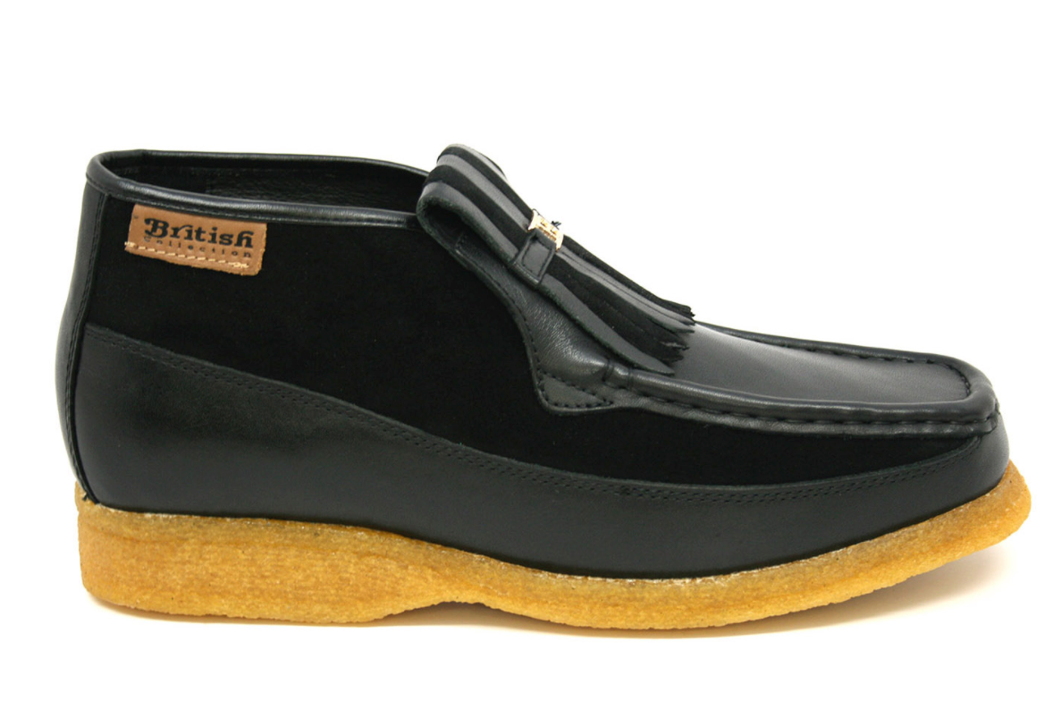 British Walkers Apollo Men's Black and Grey Leather and Suede Slip On Shoes view 10