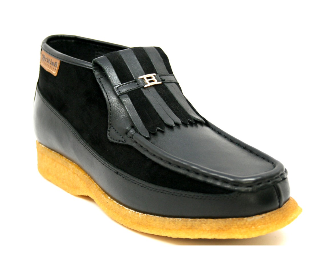 British Walkers Apollo Men's Black and Grey Leather and Suede Slip On Shoes view 11