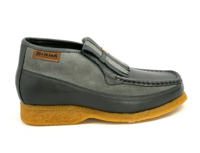 British Walkers Apollo Men's Black and Grey Leather and Suede Slip On Shoes view 14
