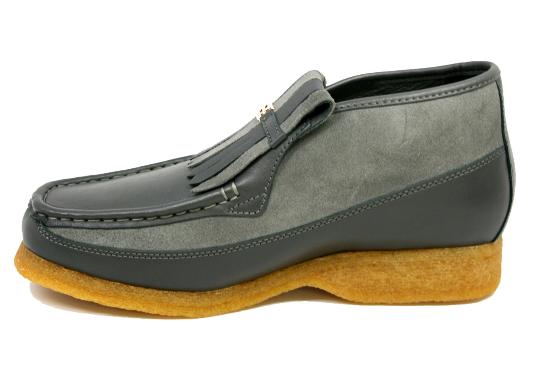 British Walkers Apollo Men's Black and Grey Leather and Suede Slip On Shoes view 15