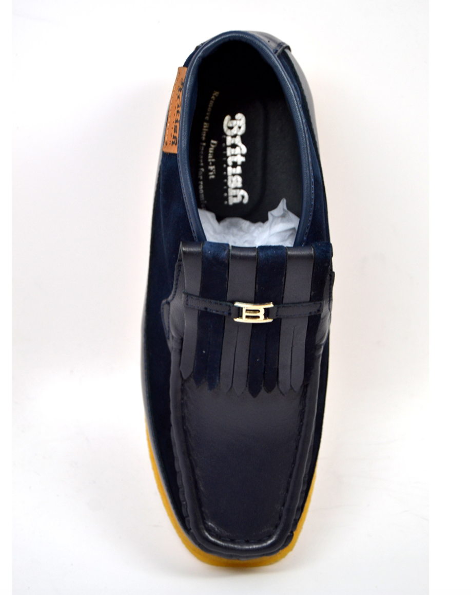 British Walkers Apollo Men's Black and Grey Leather and Suede Slip On Shoes view 32