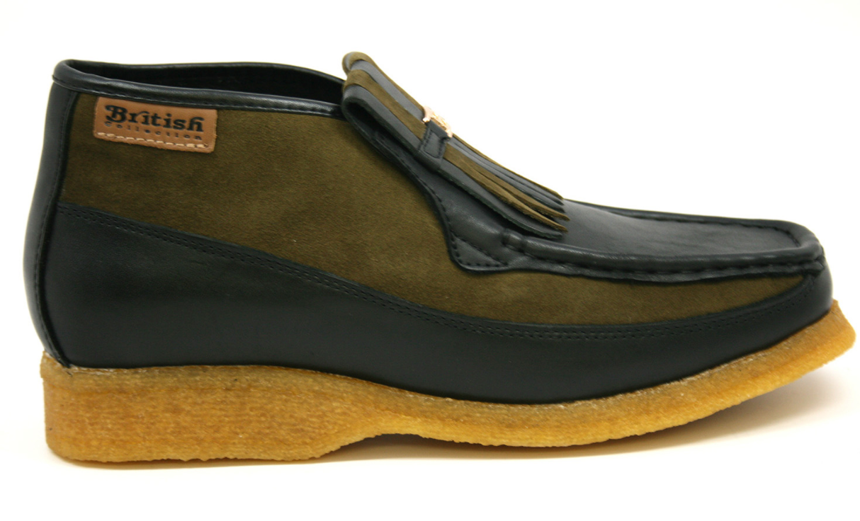 British Walkers Apollo Men's Black and Grey Leather and Suede Slip On Shoes view 24