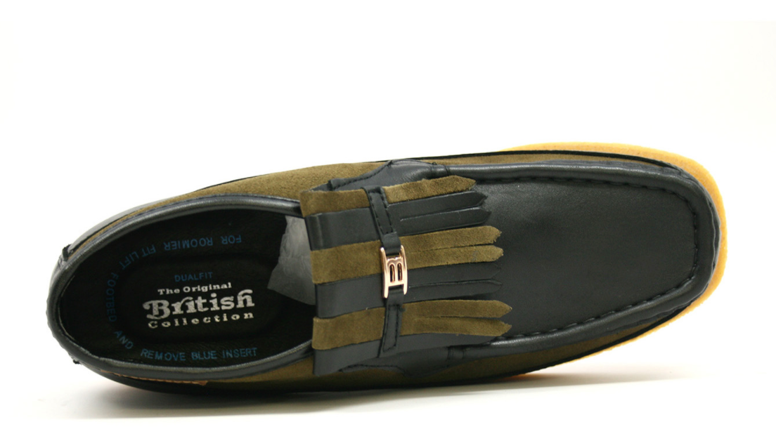 British Walkers Apollo Men's Black and Grey Leather and Suede Slip On Shoes view 26