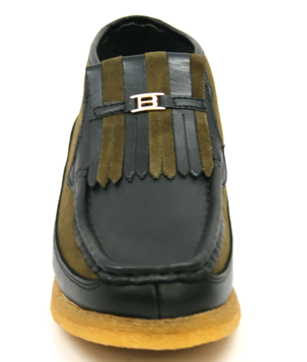 British Walkers Apollo Men's Black and Grey Leather and Suede Slip On Shoes view 27