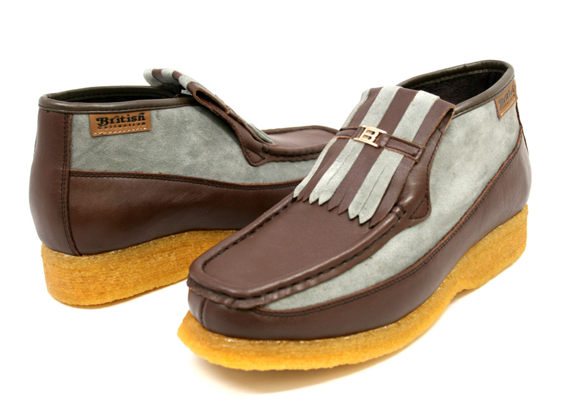 British Walkers Apollo Men's Black and Grey Leather and Suede Slip On Shoes view 17
