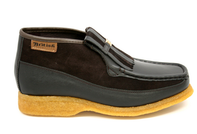 British Walkers Apollo Men's Black and Grey Leather and Suede Slip On Shoes view 51