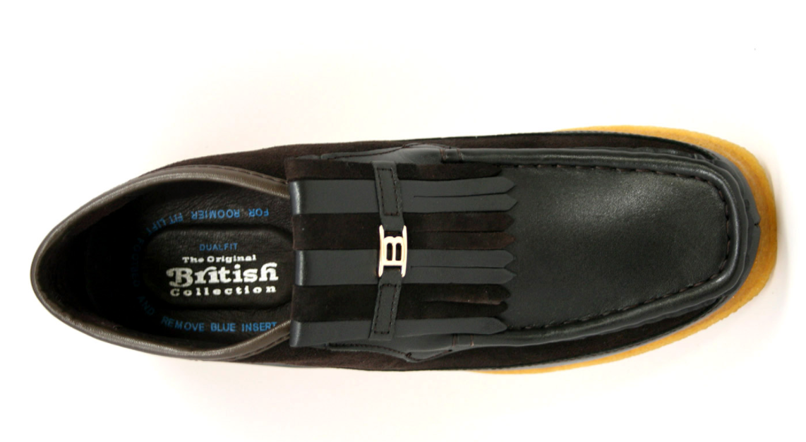 British Walkers Apollo Men's Black and Grey Leather and Suede Slip On Shoes view 54