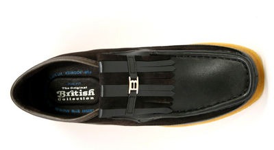 British Walkers Apollo Men's Black and Grey Leather and Suede Slip On Shoes view 54