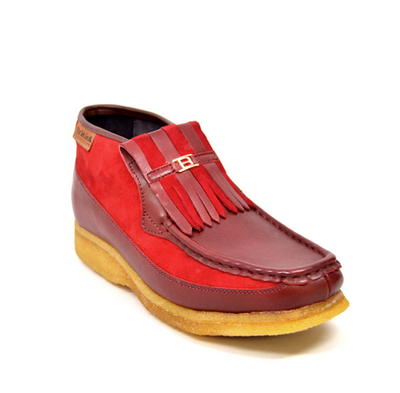 British Walkers Apollo Men's Red Leather and Suede Slip On Shoes view 4