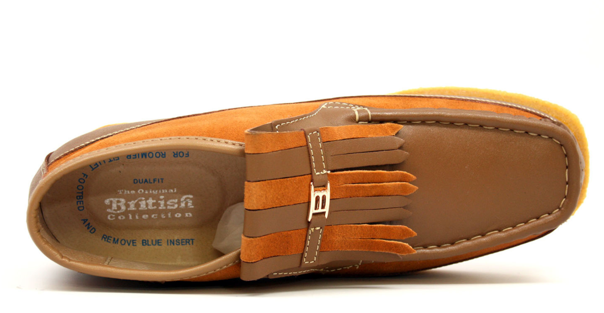British Walkers Apollo Men's Rust Leather and Suede Slip On Shoes view 3