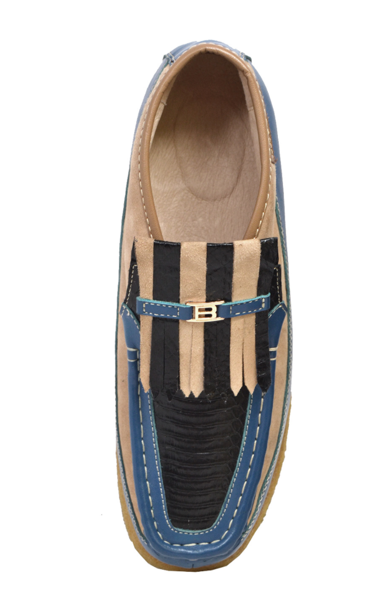 British Walkers Apollo 2 Men's Limited Edition Beige and Blue Snake Skin and Leather Slip On Shoes view 23