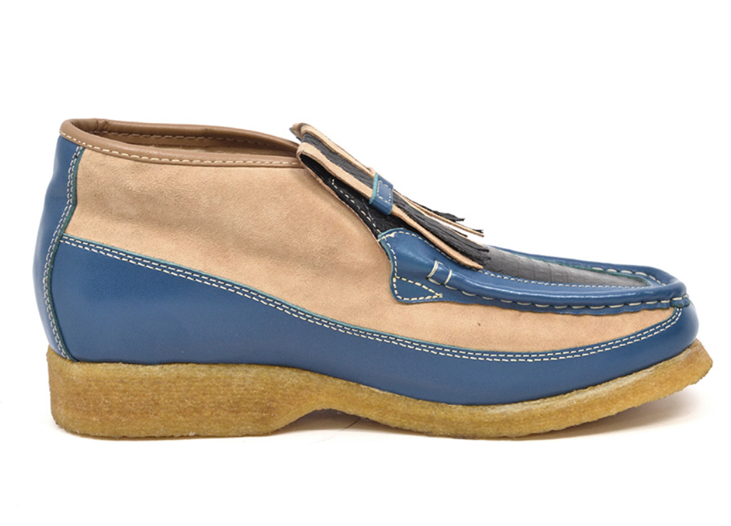 British Walkers Apollo 2 Men's Limited Edition Beige and Blue Snake Skin and Leather Slip On Shoes view 22