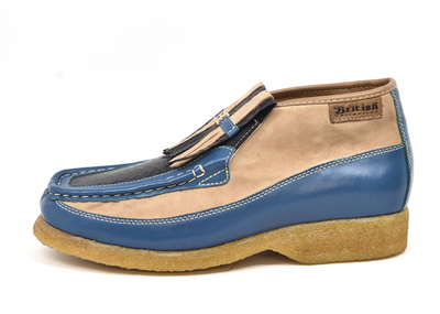 British Walkers Apollo 2 Men's Limited Edition Beige and Blue Snake Skin and Leather Slip On Shoes view 21