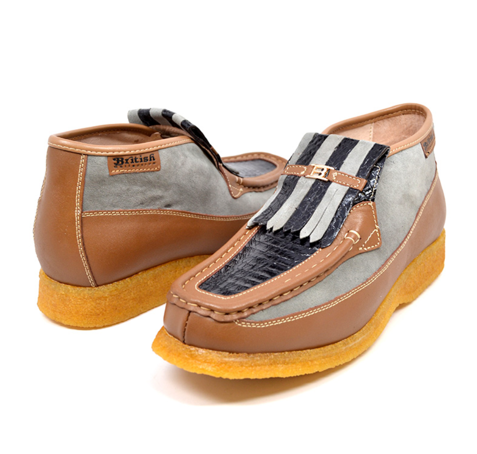 British Walkers Apollo 2 Men's Limited Edition Beige and Blue Snake Skin and Leather Slip On Shoes view 12
