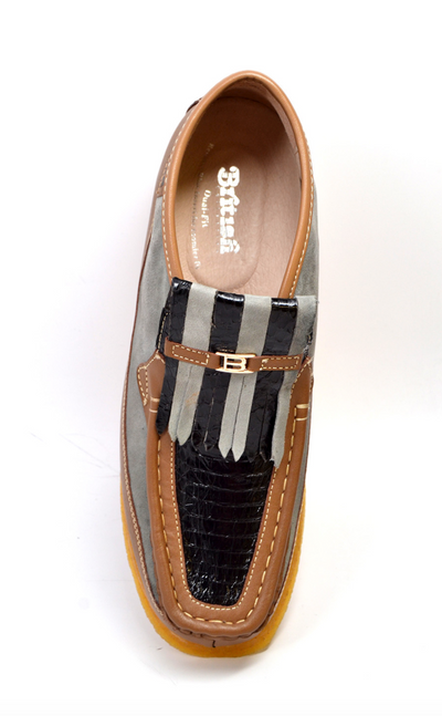 British Walkers Apollo 2 Men's Limited Edition Beige and Blue Snake Skin and Leather Slip On Shoes view 13