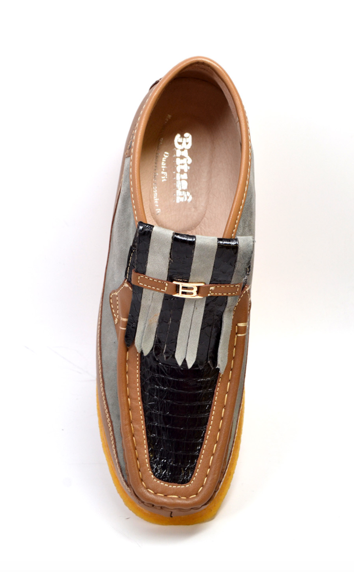 British Walkers Apollo 2 Men's Limited Edition Beige and Blue Snake Skin and Leather Slip On Shoes view 13