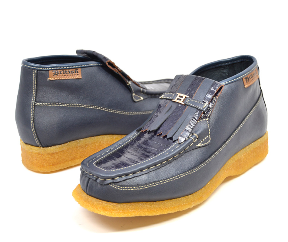 British Walkers Apollo 2 Men's Limited Edition Beige and Blue Snake Skin and Leather Slip On Shoes view 7