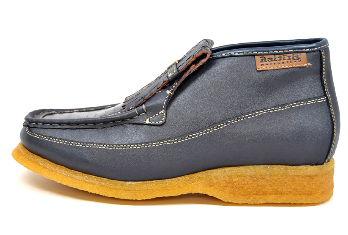 British Walkers Apollo 2 Men's Limited Edition Beige and Blue Snake Skin and Leather Slip On Shoes view 9