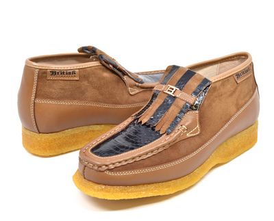 British Walkers Apollo 2 Men's Limited Edition Beige and Blue Snake Skin and Leather Slip On Shoes view 1