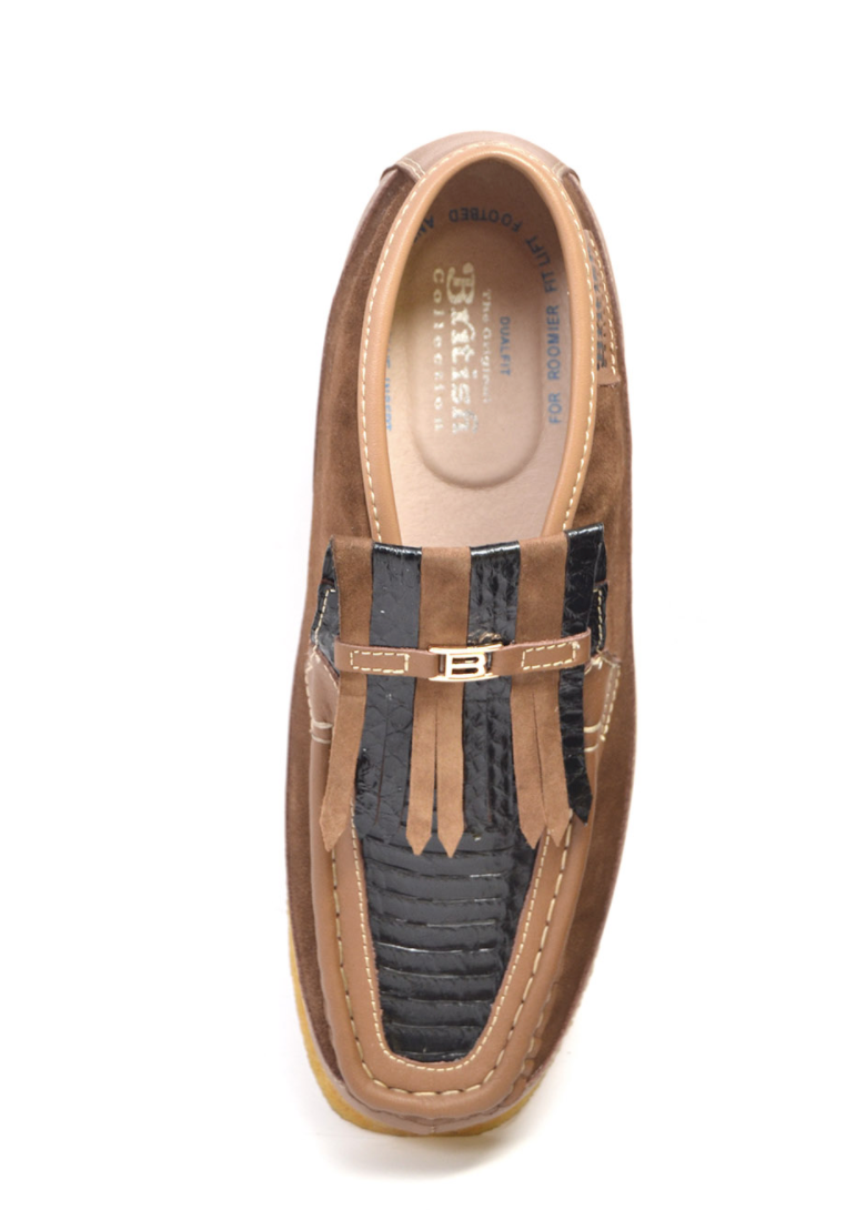British Walkers Apollo 2 Men's Limited Edition Beige and Blue Snake Skin and Leather Slip On Shoes view 2
