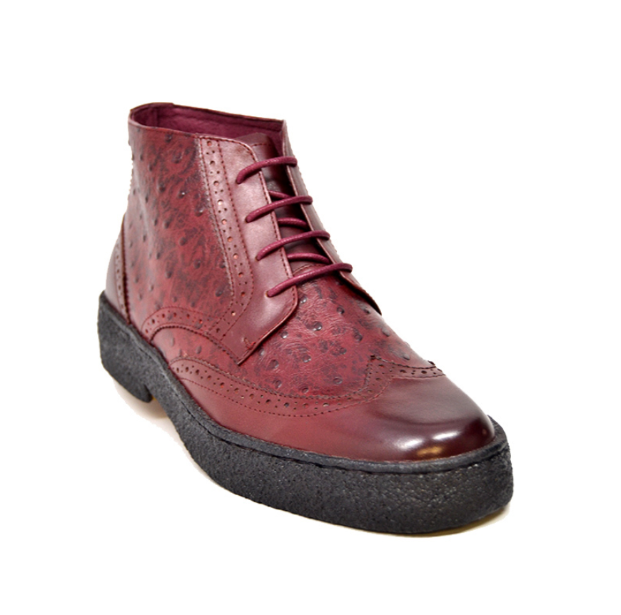 British Walkers Playboy Men's Burgundy Ostrich and Wingtip Leather Shoes view 2