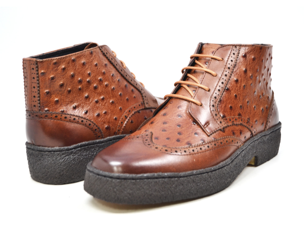British Walkers Playboy Men's Burgundy Ostrich and Wingtip Leather Shoes view 17