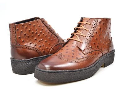 British Walkers Playboy Men's Burgundy Ostrich and Wingtip Leather Shoes view 17