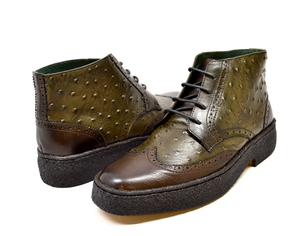 British Walkers Playboy Men's Burgundy Ostrich and Wingtip Leather Shoes view 25