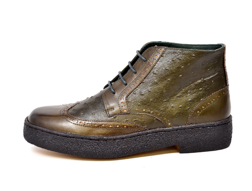 British Walkers Playboy Men's Burgundy Ostrich and Wingtip Leather Shoes view 27