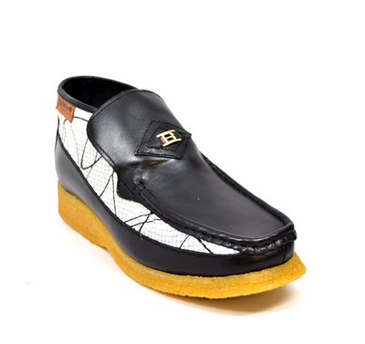 British Walkers BWB Men's Black and White Design Leather Slip On Shoes view 2