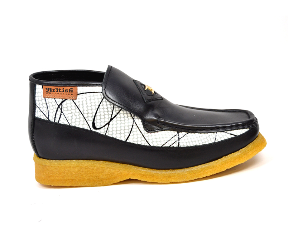 British Walkers BWB Men's Black and White Design Leather Slip On Shoes view 3