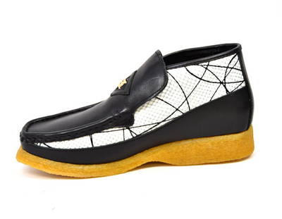 British Walkers BWB Men's Black and White Design Leather Slip On Shoes view 4